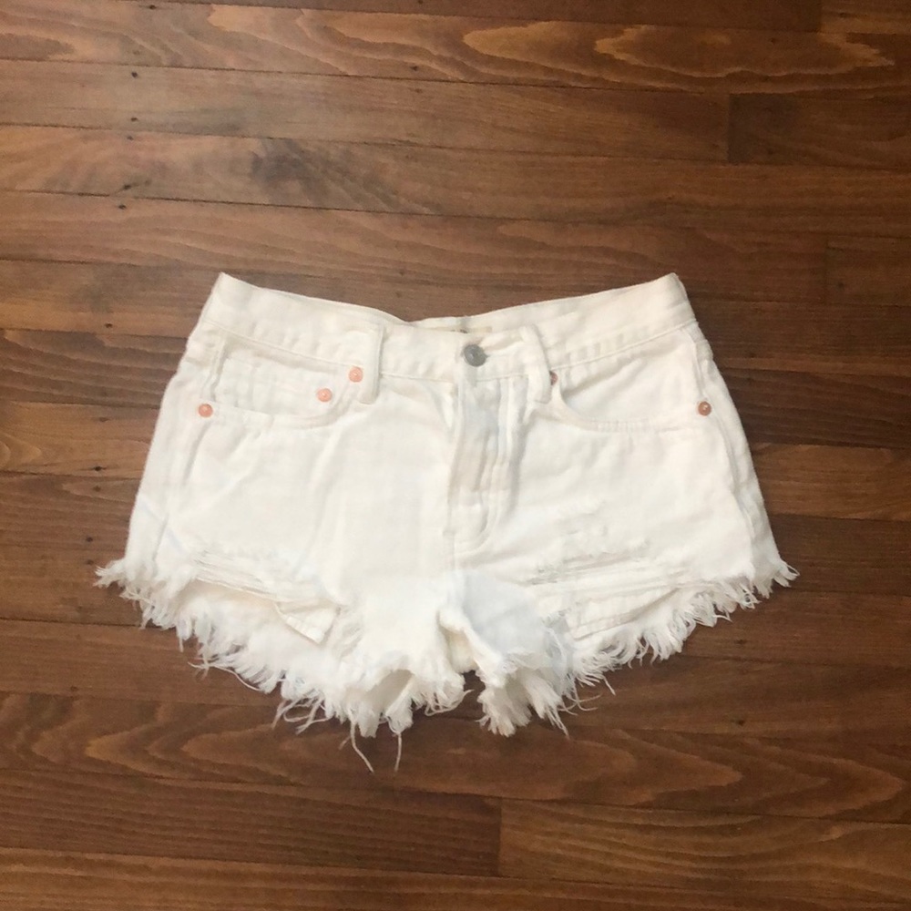 Free people white jeans shorts